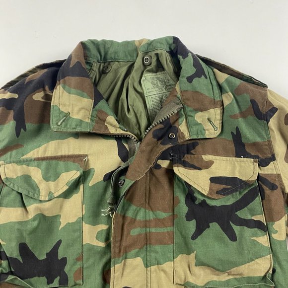 US Army Coat Cold Weather Camouflage Jacket Mens Medium M65 Military Hood - Picture 4 of 14
